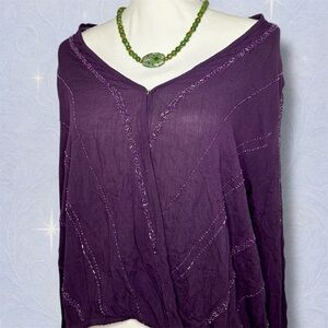 Chloe Oliver Purple Beaded Long Sleeve Blouse Size S